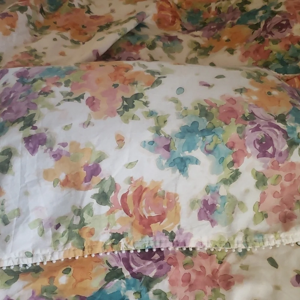 Lucky Brand floral multicolor watercolor King size duvet cover